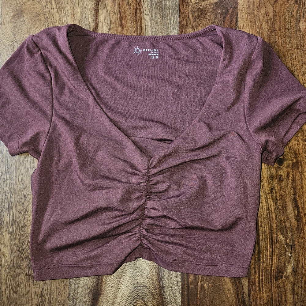 Aerie Mauve Ruched Top